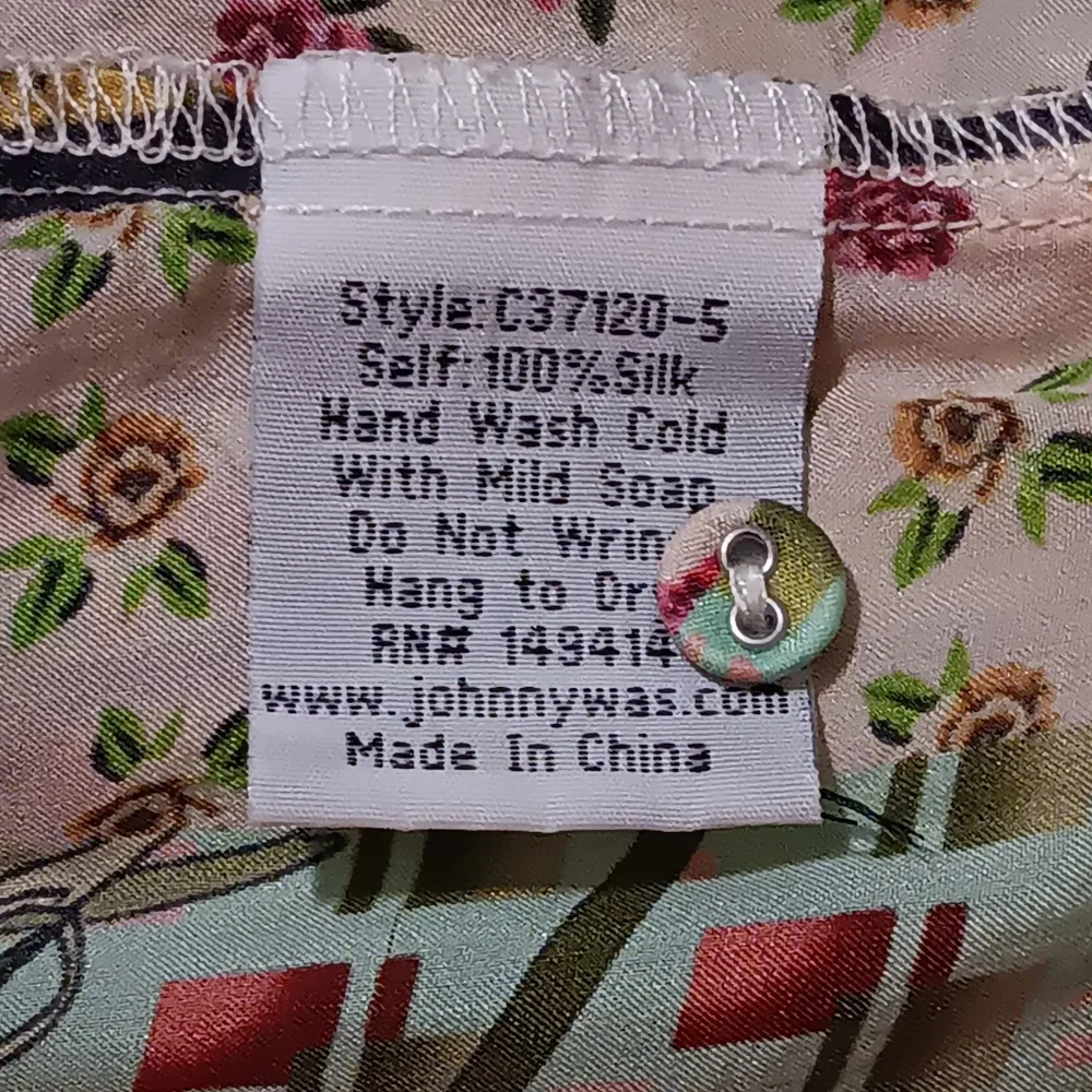 Johnny Was Maxi Dress Silk Patchwork SzL Green/Red Floral Boho Lightweight - Picture 9 of 15